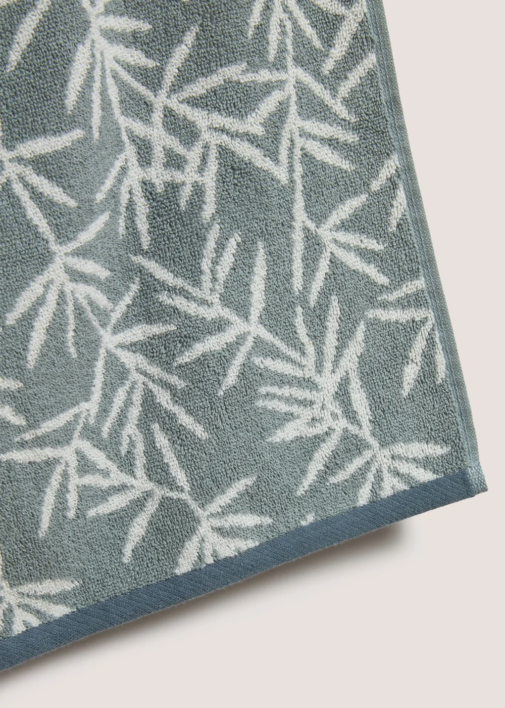 Duck Egg Jacquard Leaf Towel - Hand Towel Image 2