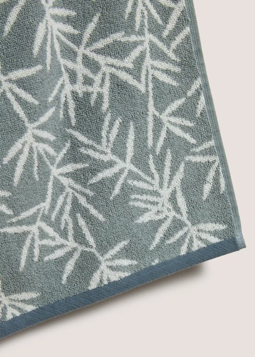 Duck Egg Jacquard Leaf Towel - Hand Towel Image 2