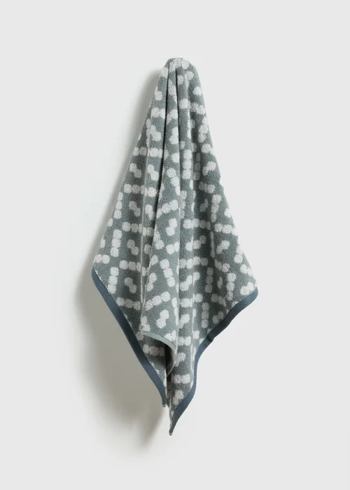 Duck Egg Geometric Jacquard Towel - Bath Towel Image 1