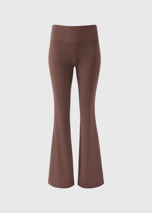 Souluxe Brown Ribbed Flared Leggings - 8 Image 3