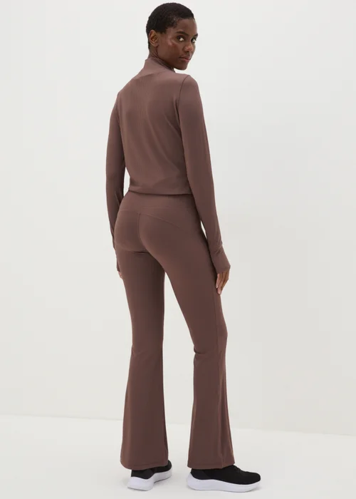 Souluxe Brown Ribbed Flared Leggings - 8 Image 2