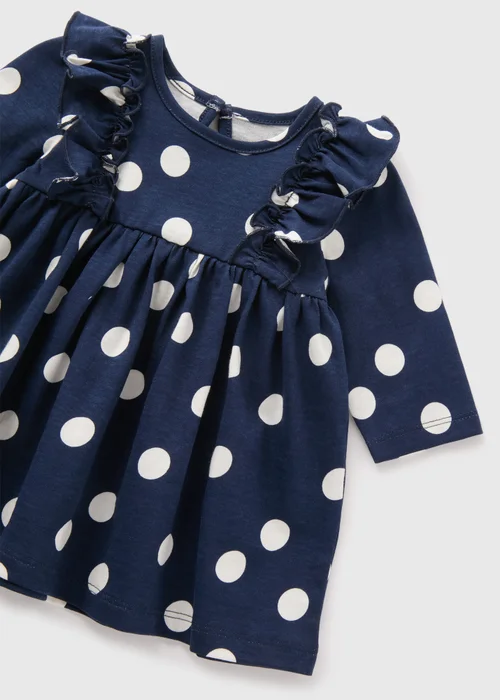 Baby Navy Spot Dress (Newborn-23mths) - 0-3 months Image 2