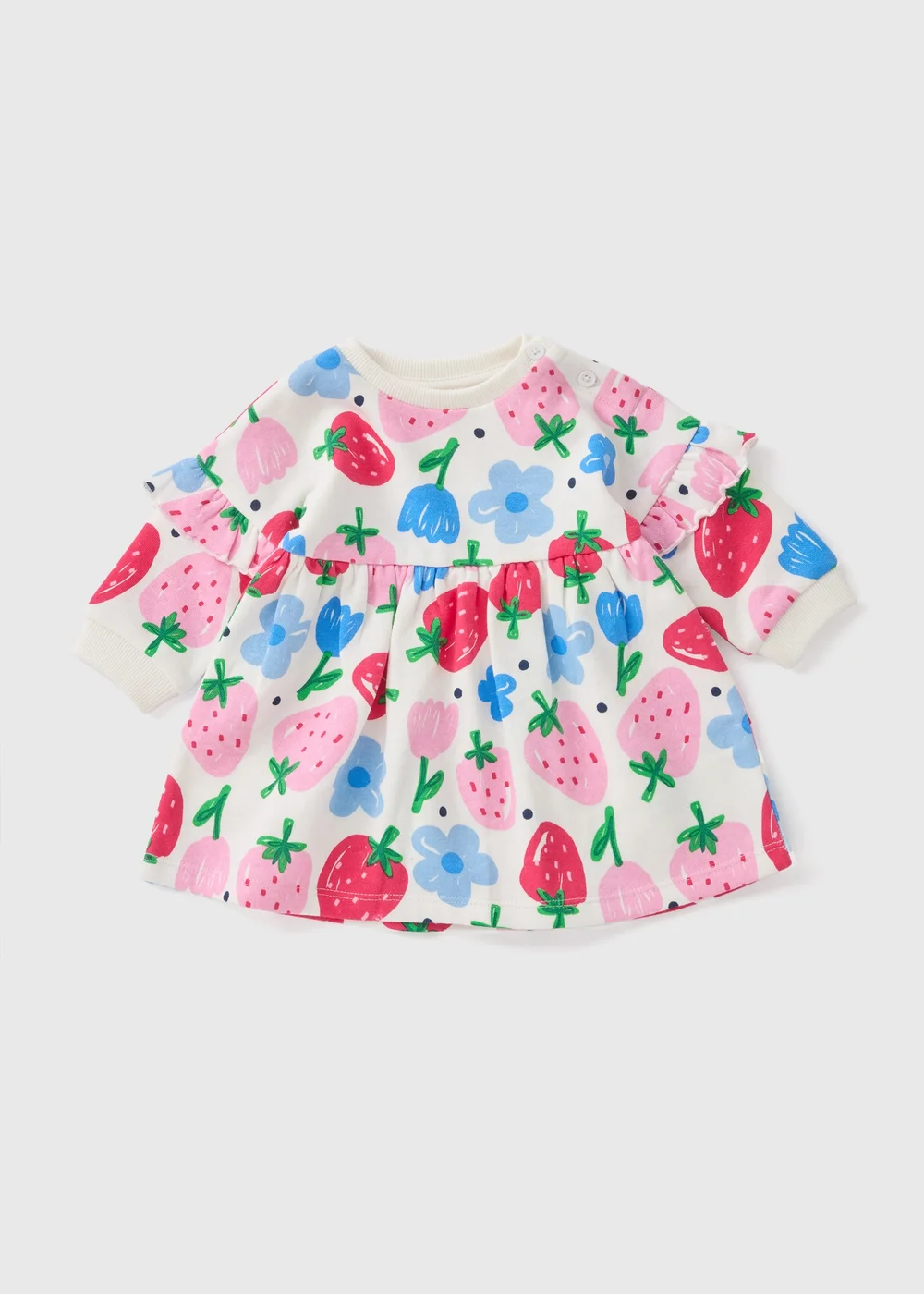 Cream Baby Strawberry Print Sweater Dress (Newborn-23mths) - 0-3 months Image 1