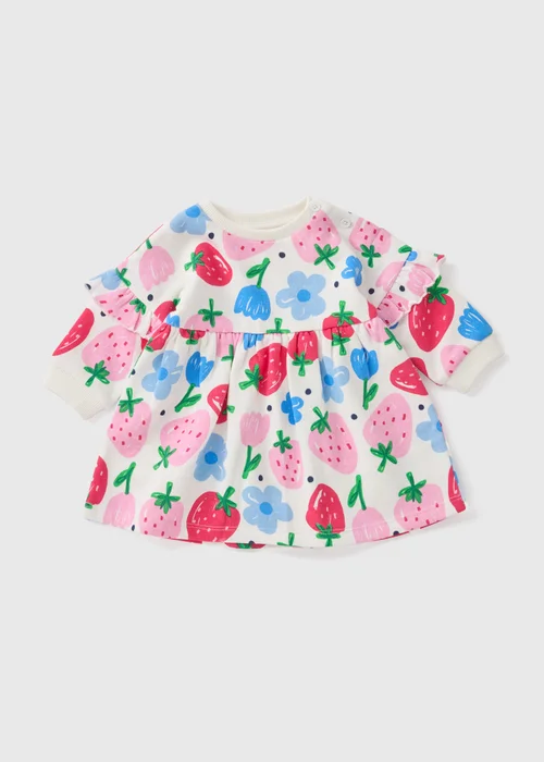 Cream Baby Strawberry Print Sweater Dress (Newborn-23mths) - 0-3 months Image 1