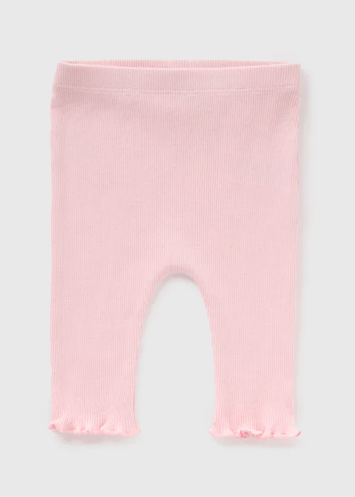 Baby Pink Ribbed Leggings (Newborn-23mths) - 9-12 months Image 1