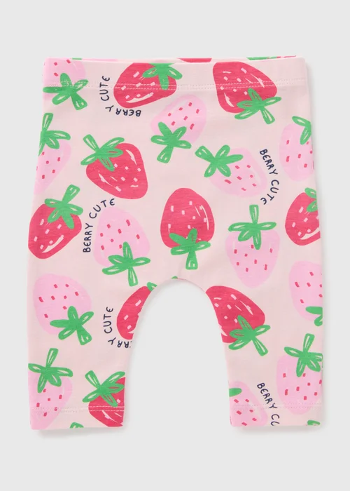 Baby Pink Strawberry Leggings (Newborn-23mths) - 9-12 months Image 1