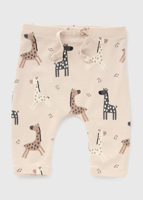 Baby Beige Giraffe Print Leggings (Newborn-23mths) - 9-12 months Image 1