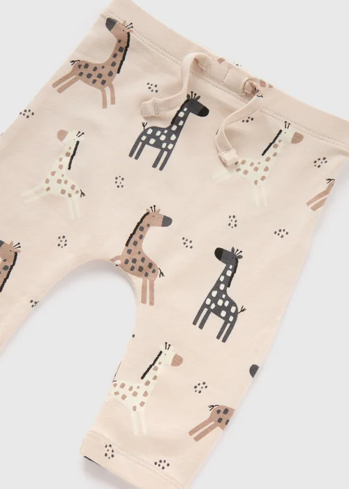 Baby Beige Giraffe Print Leggings (Newborn-23mths) - 9-12 months Image 2