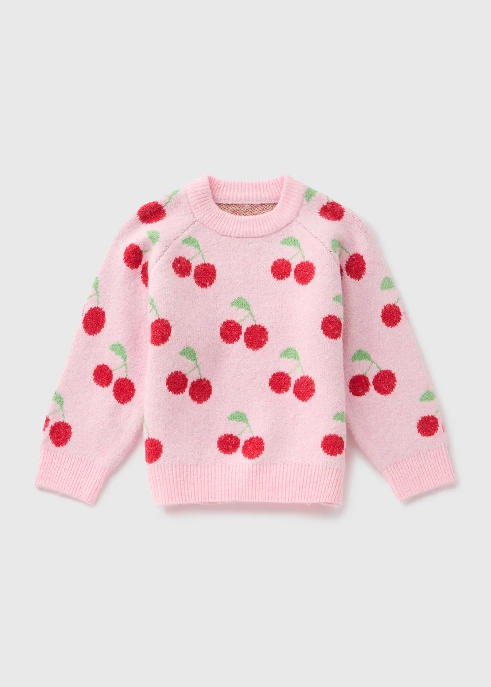 Girls Pink Cherry Knit Jumper (1-7yrs) - Age 2 - 3 Years Image 1