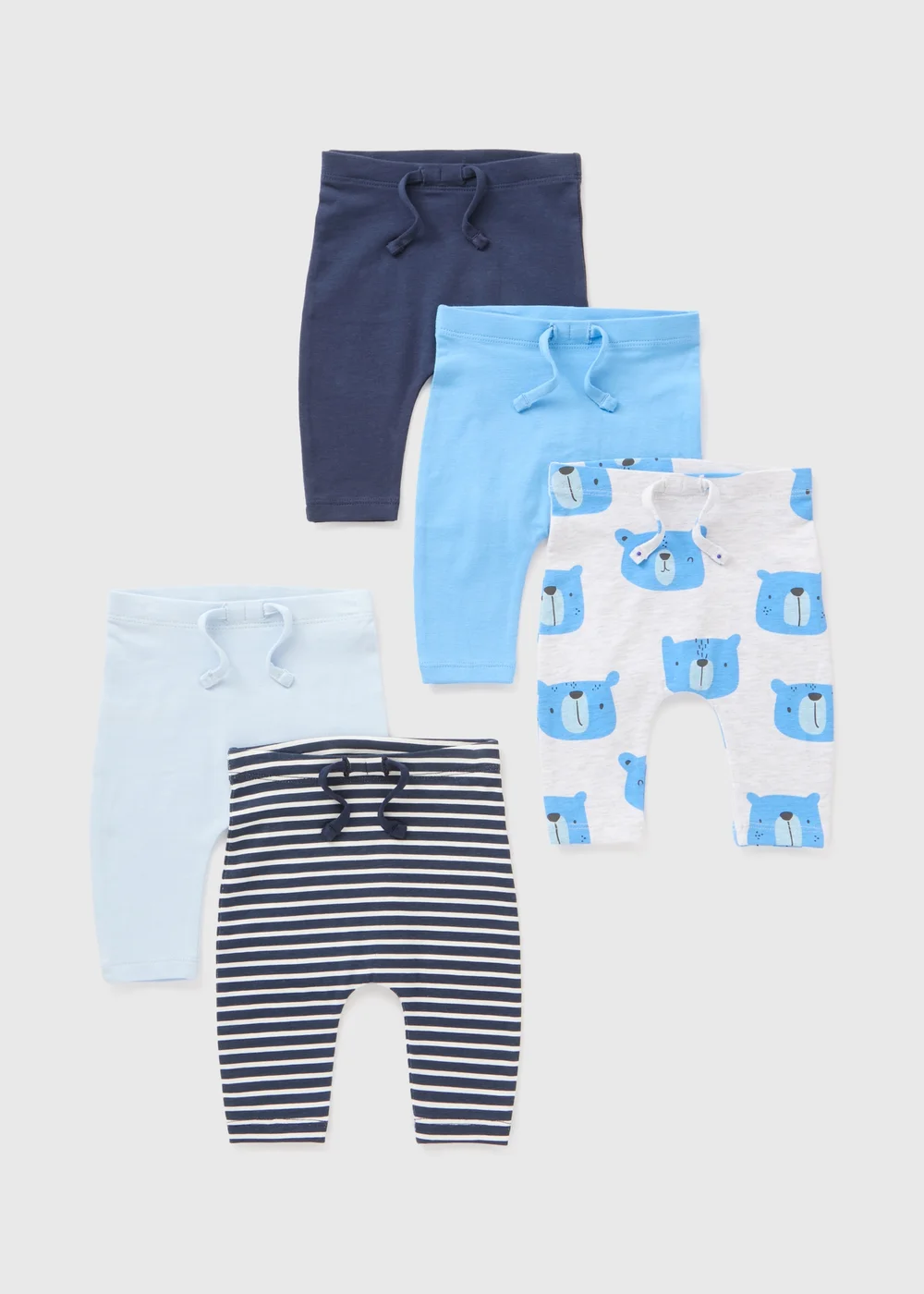 5 Pack Baby Blue Bear Leggings (Newborn-23mths) - 9-12 months Image 1