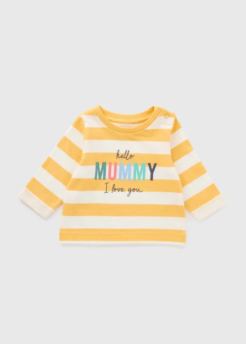 Baby Yellow Stripe Mummy Long Sleeve Top (Newborn-23mths) - 0-3 months Image 1