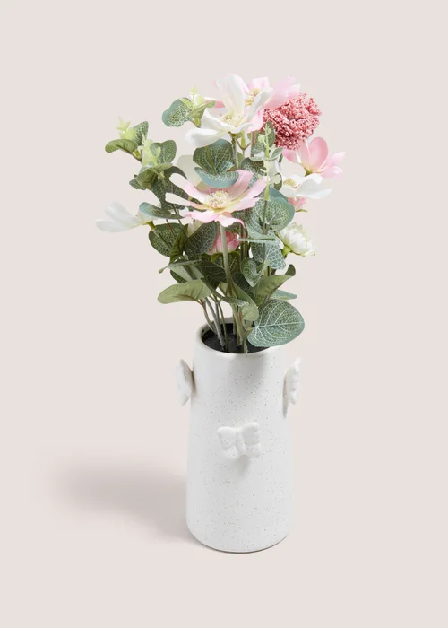 Pink Flower In Bufferfly Vase Image 1