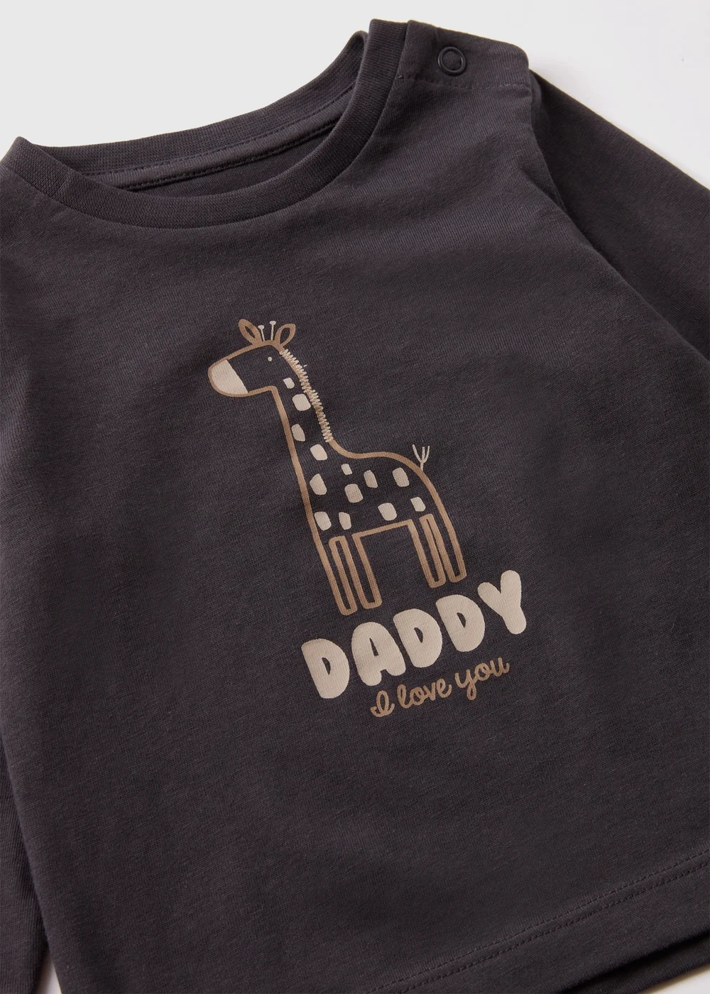 Baby Charcoal Giraffe Daddy Long Sleeve Top (Newborn-23mths) - 0-3 months Image 2