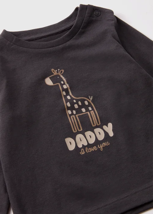 Baby Charcoal Giraffe Daddy Long Sleeve Top (Newborn-23mths) - 0-3 months Image 2