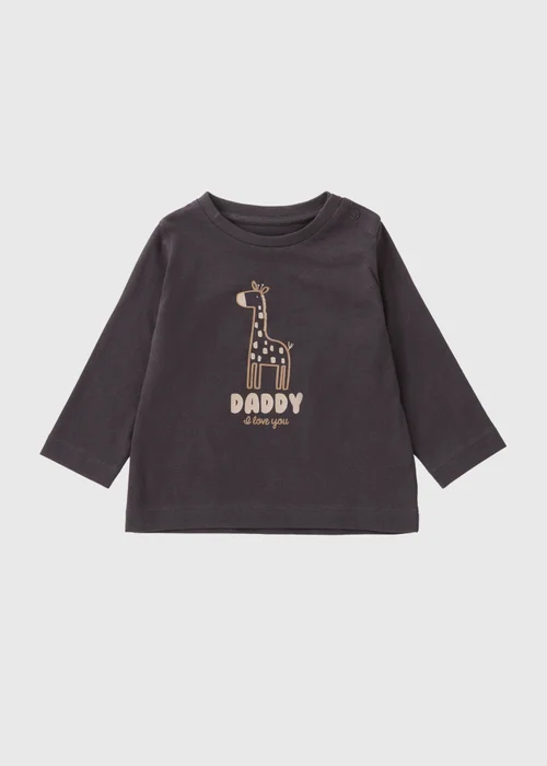 Baby Charcoal Giraffe Daddy Long Sleeve Top (Newborn-23mths) - 0-3 months Image 1