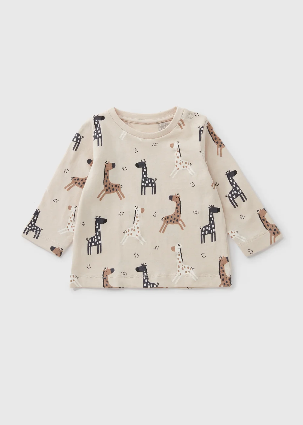 Baby Beige Giraffe Long Sleeve Top (Newborn-23mths) - 0-3 months Image 1