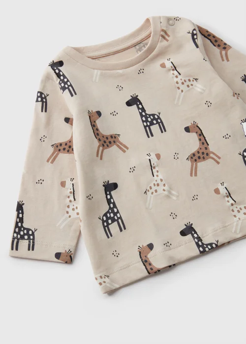 Baby Beige Giraffe Long Sleeve Top (Newborn-23mths) - 0-3 months Image 2