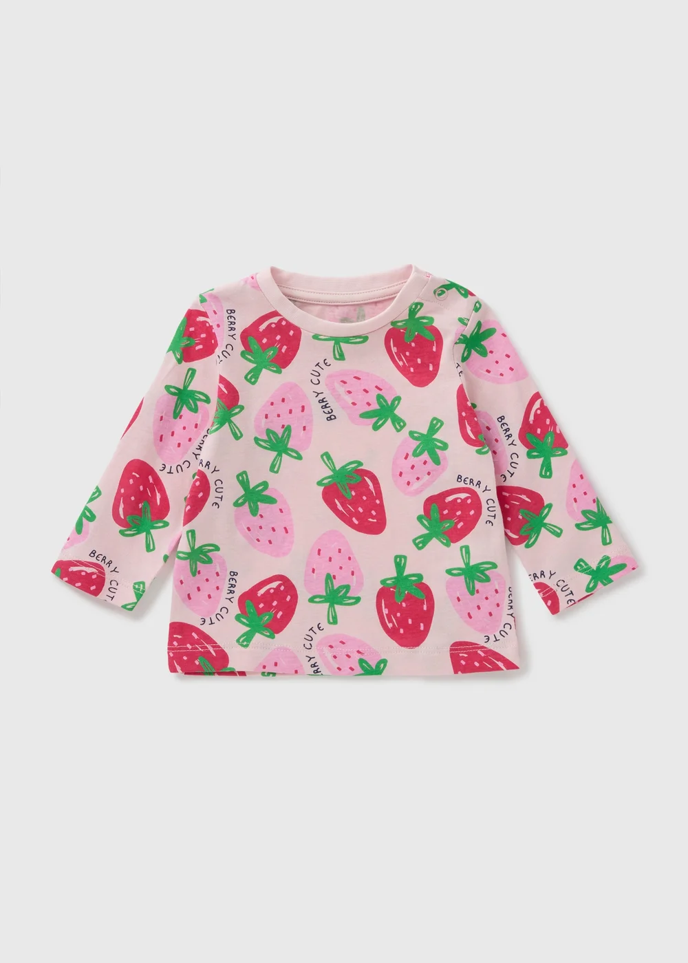 Baby Pink Strawberry Long Sleeve Top (Newborn-23mths) - 0-3 months Image 1
