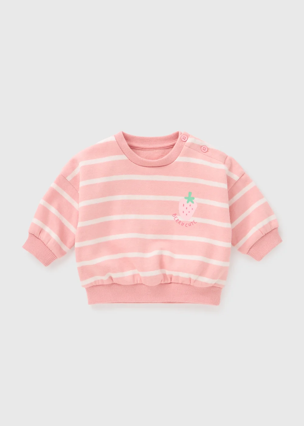 Baby Pink Stripe Sweatshirt (Newborn-23mths) - 0-3 months Image 1
