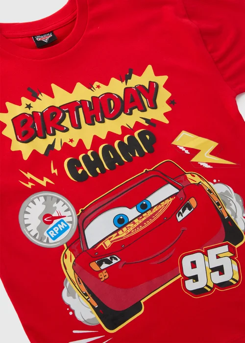Cars Boys Red Lightning McQueen Birthday T-Shirt (1-7yrs) - 1-1.5 Yrs Image 2