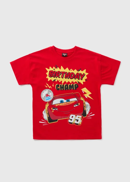 Cars Boys Red Lightning McQueen Birthday T-Shirt (1-7yrs) - 1-1.5 Yrs Image 1