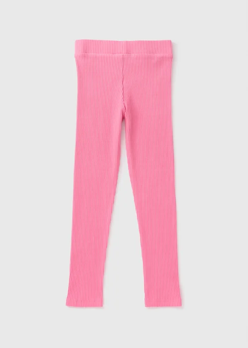 Girls Pink Ribbed Leggings (7-15yrs) - 8 Yrs Image 1