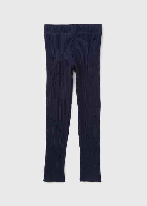 Girls Navy Ribbed Leggings (7-15yrs) - Age 7 Years Image 1