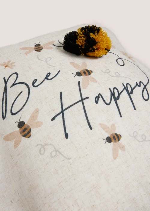 Cream Bee Happy Cushion Image 2