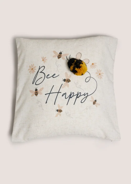 Cream Bee Happy Cushion Image 1