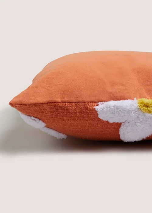 Orange Daisy Embroidered Cushion Image 2