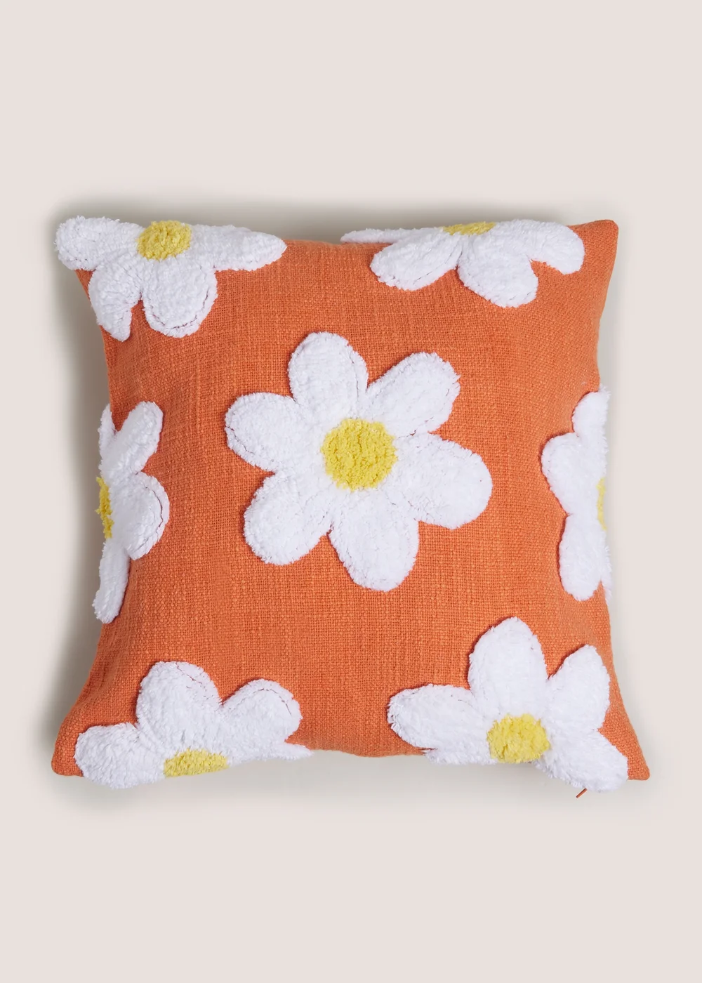 Orange Daisy Embroidered Cushion Image 1
