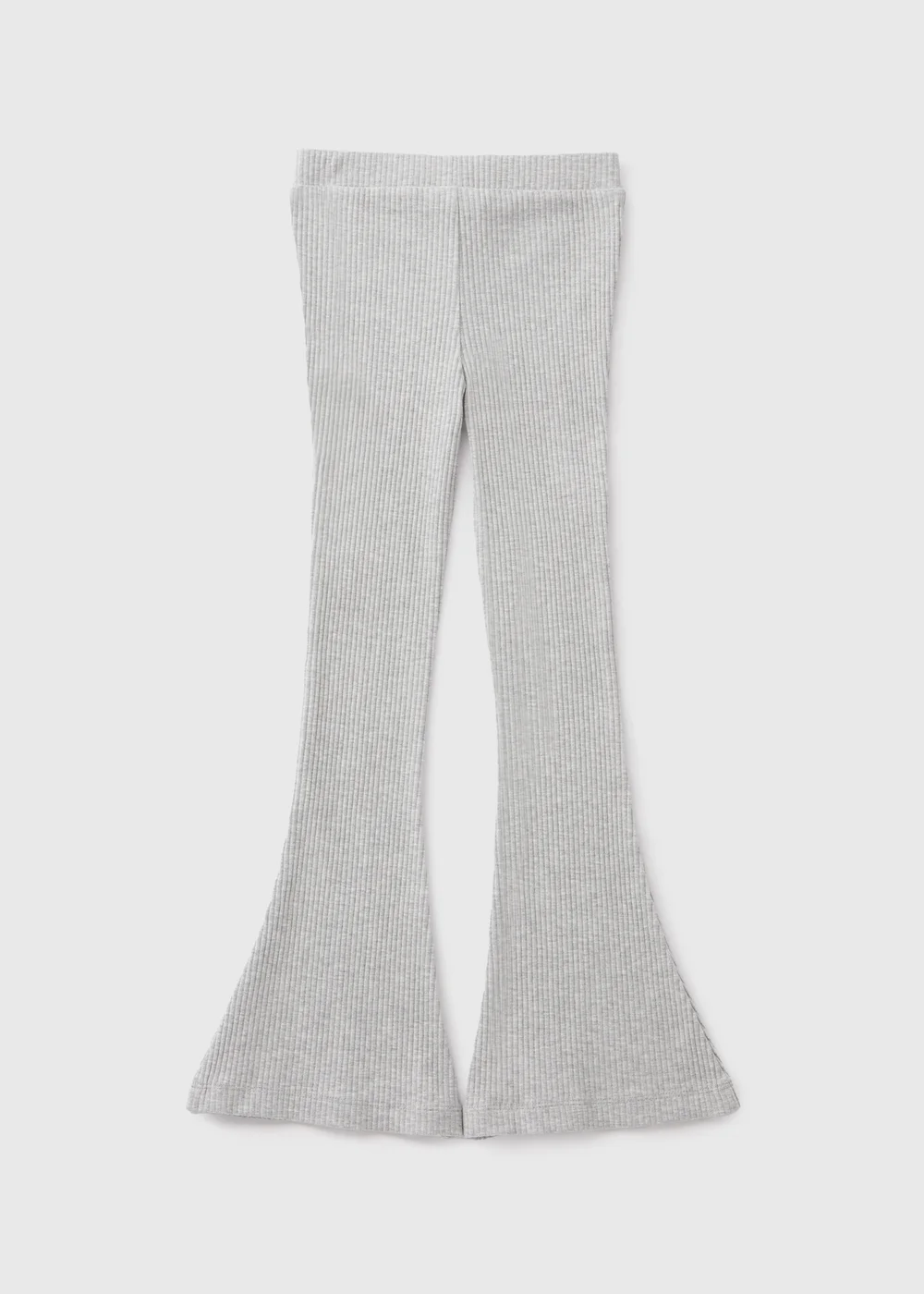 Girls Grey Ribbed Flared Leggings (7-15yrs) - 8 Yrs Image 1