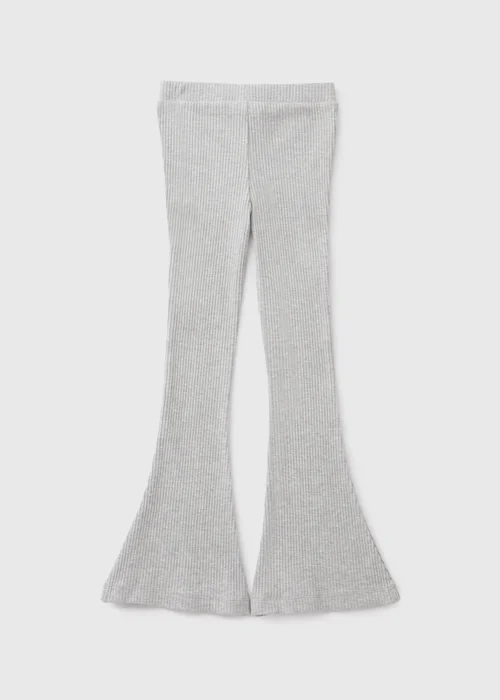 Girls Grey Ribbed Flared Leggings (7-15yrs) - 8 Yrs Image 1