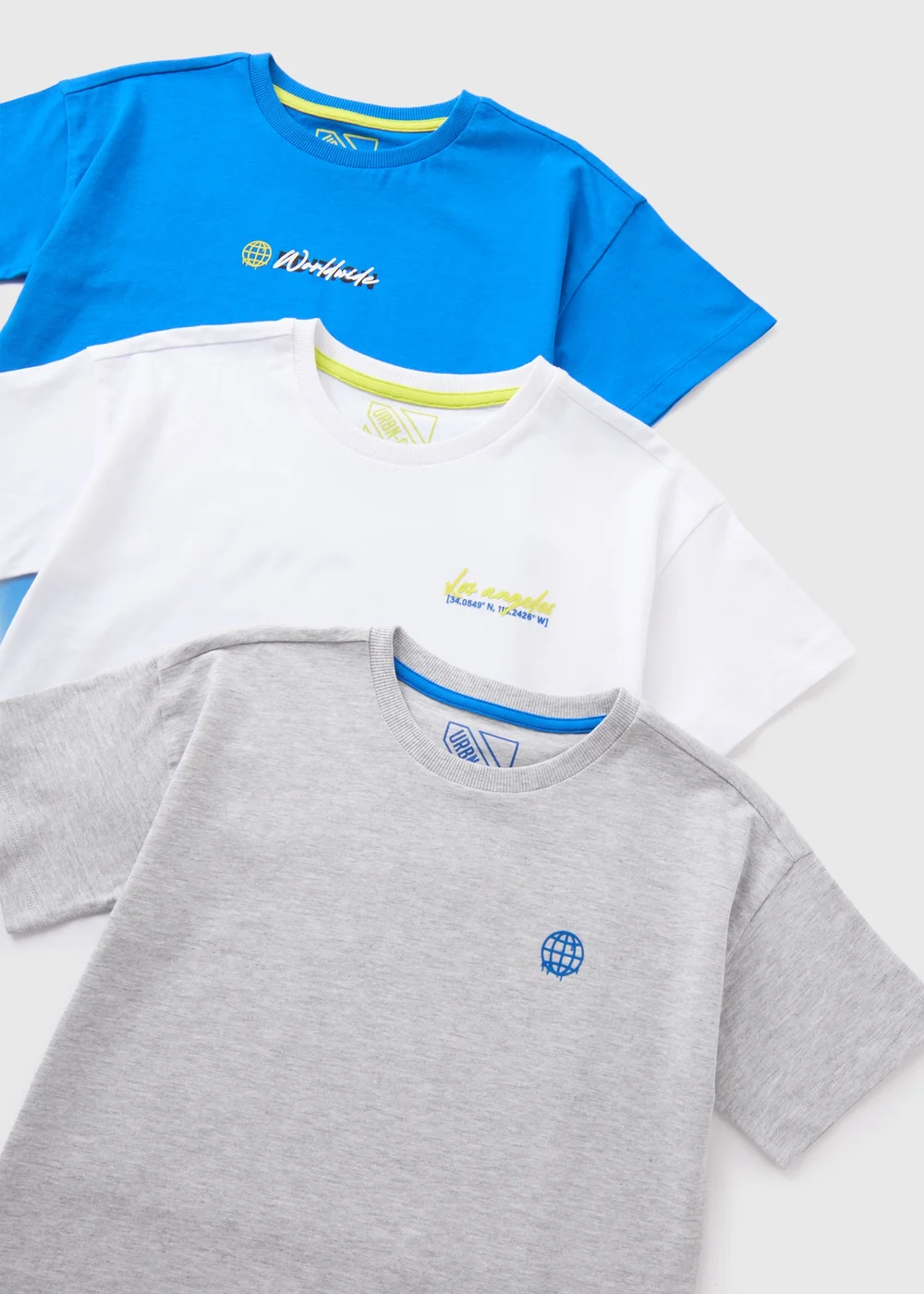 3 Pack Boys Multicolour T-Shirts (7-15yrs) - 7 Yrs Image 2