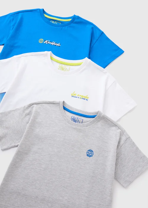 3 Pack Boys Multicolour T-Shirts (7-15yrs) - 7 Yrs Image 2
