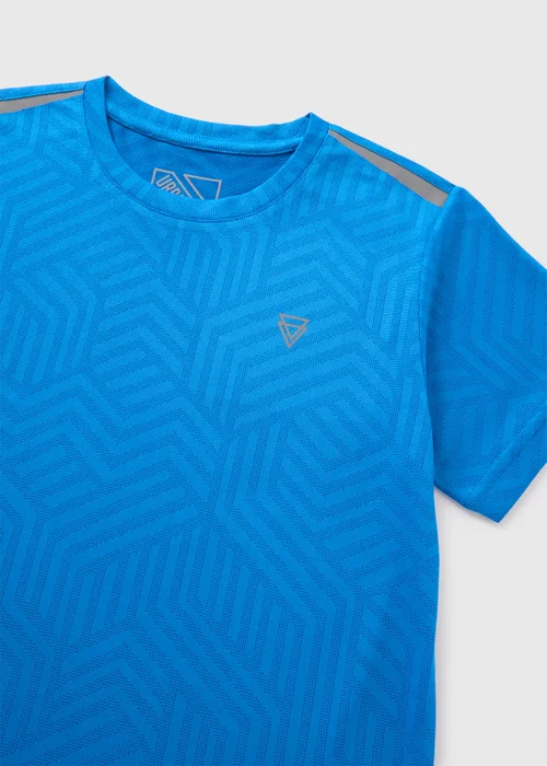 Boys Blue Jacquard Sports T-Shirt (7-15yrs) - 7 Yrs Image 2