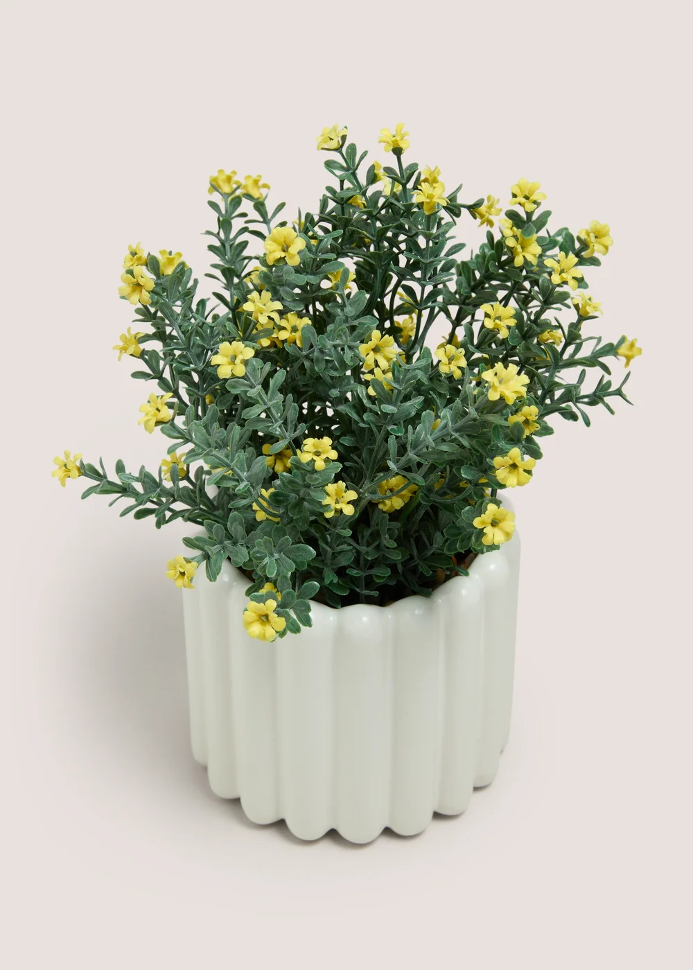Yellow Ditsy Flowers In Ribbed Pot Image 1
