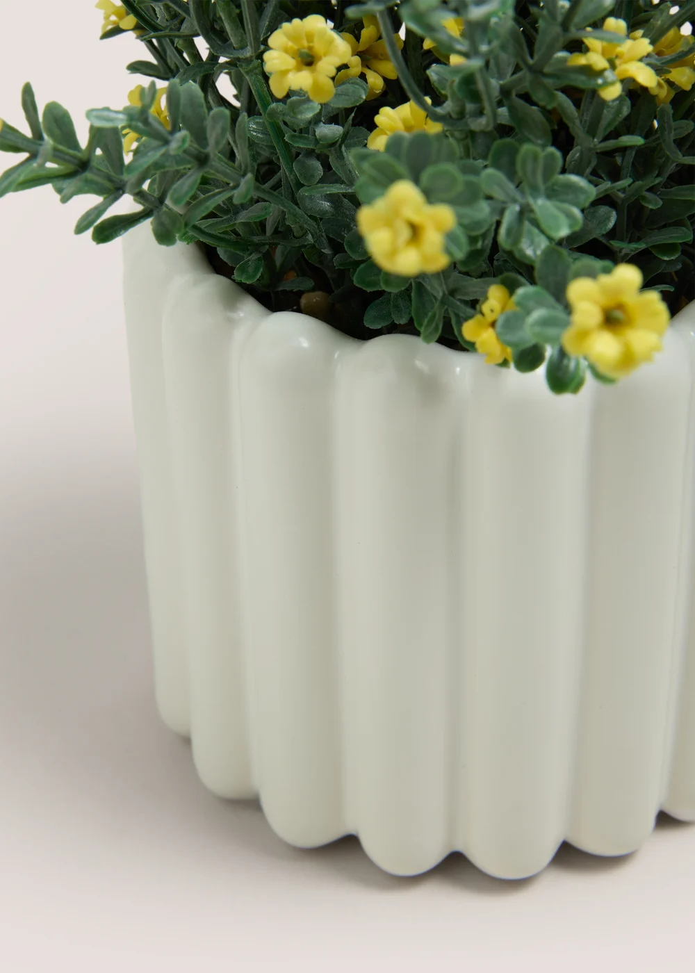 Yellow Ditsy Flowers In Ribbed Pot Image 2