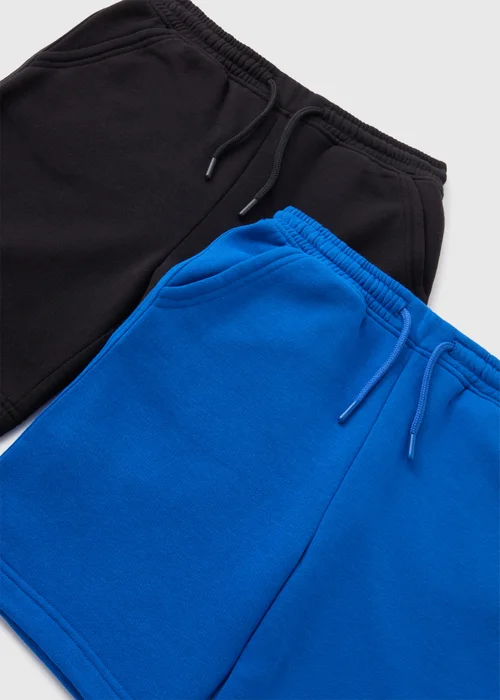 2 Pack Boys Blue & Black Jogger Shorts (7-15yrs) - 8 Yrs Image 2