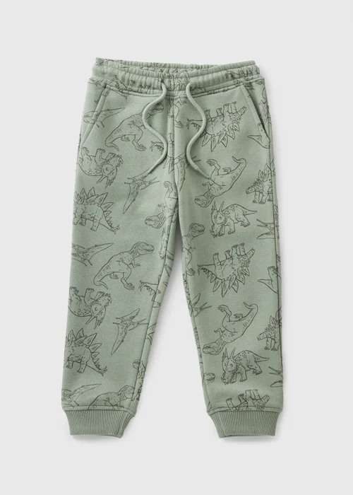 Boys Khaki Dino Print Jogging Bottoms (1-7yrs) - 1 half year to 2 Image 1