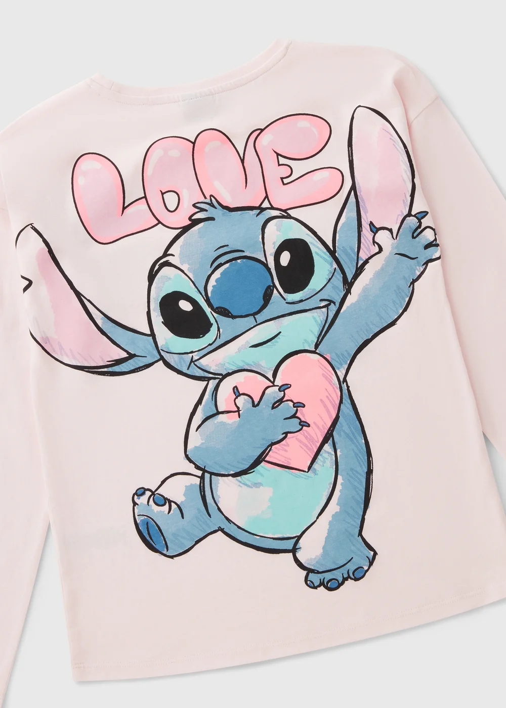 Disney Girls Pink Stitch Heart Long Sleeve Top (4-13yrs) - 4 Yrs Image 2