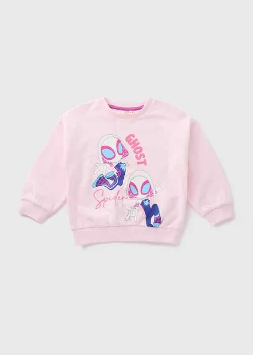 Marvel Girls Pink Ghost Spider Sweatshirt (1-7yrs) - 1-1.5 Yrs Image 1