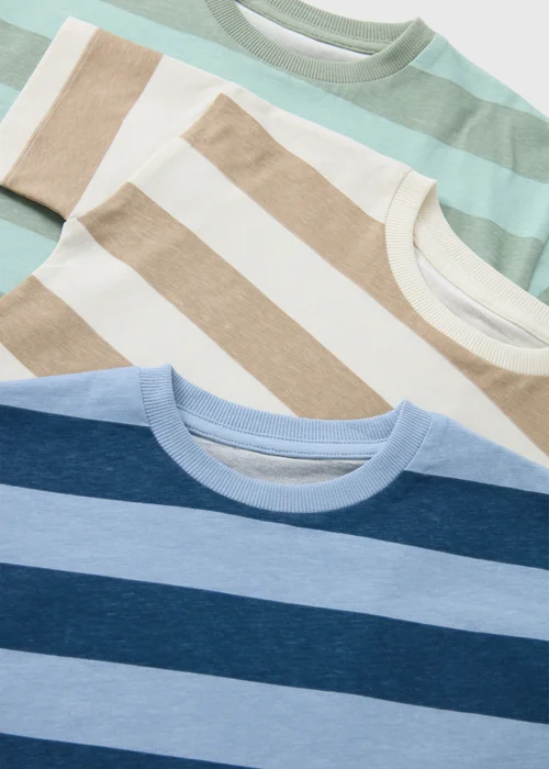 3 Pack Boys Multicolour Stripe T-Shirts (1-7yrs) - 1-1.5 Yrs Image 2