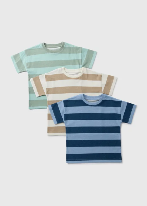 3 Pack Boys Multicolour Stripe T-Shirts (1-7yrs) - 1-1.5 Yrs Image 1