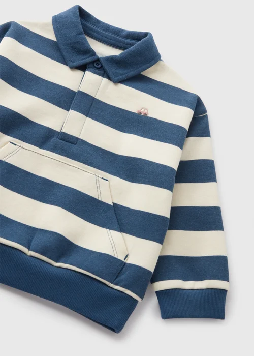 Boys Navy Stripe Rugby Sweatshirt (1-7yrs) - 1-1.5 Yrs Image 2