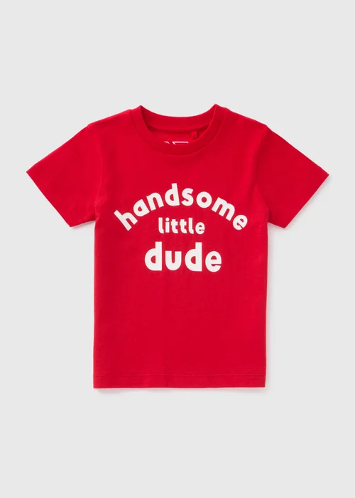 Boys Red Handsome Little Dude T-Shirt (1-7yrs) - 1-1.5 Yrs Image 1