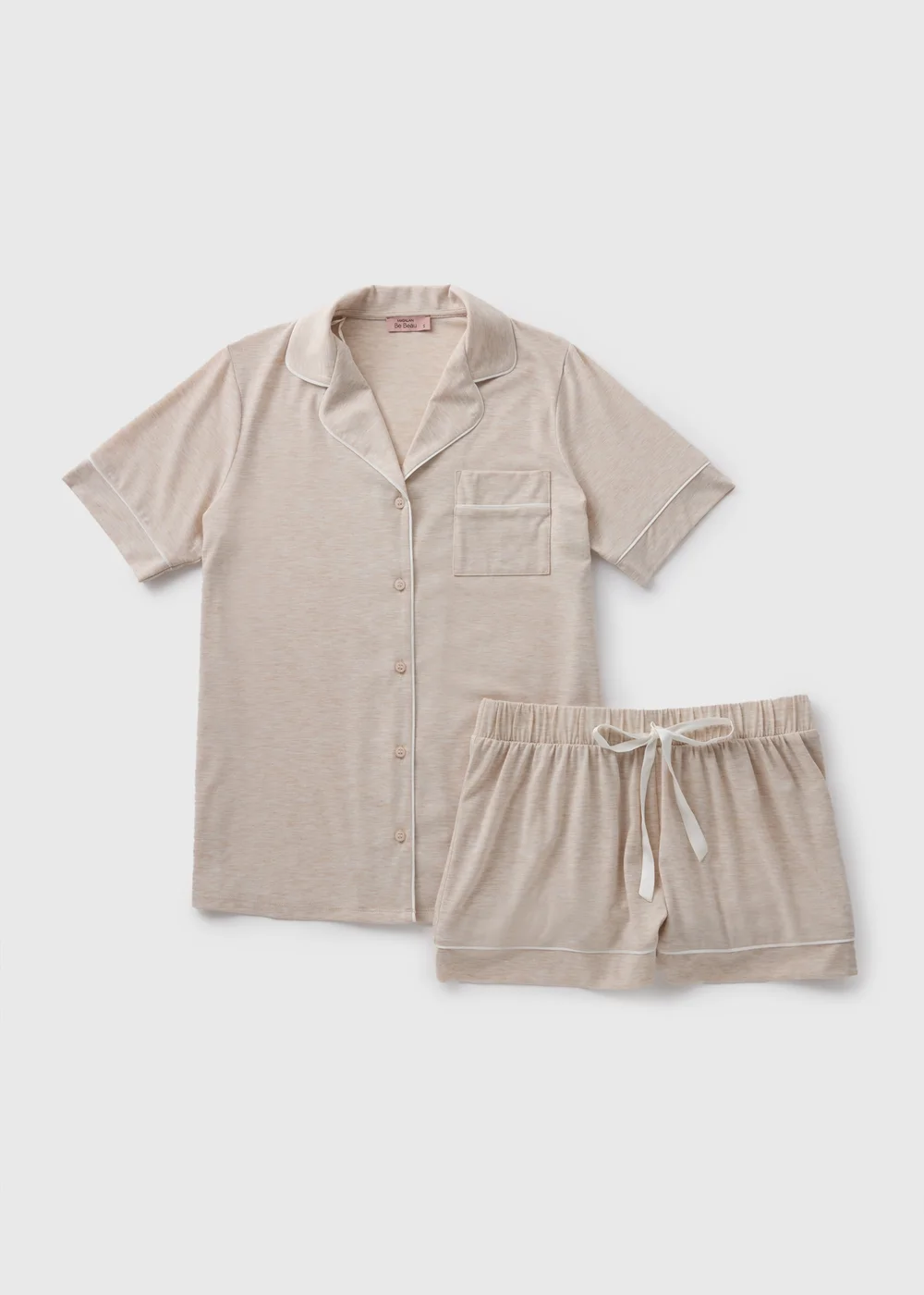 Oatmeal Button Through Short Pyjama Set - Extra small Image 1
