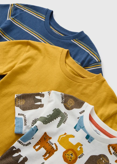 3 Pack Boys Multicolour Safari T-Shirts (1-7yrs) - 1-1.5 Yrs Image 2
