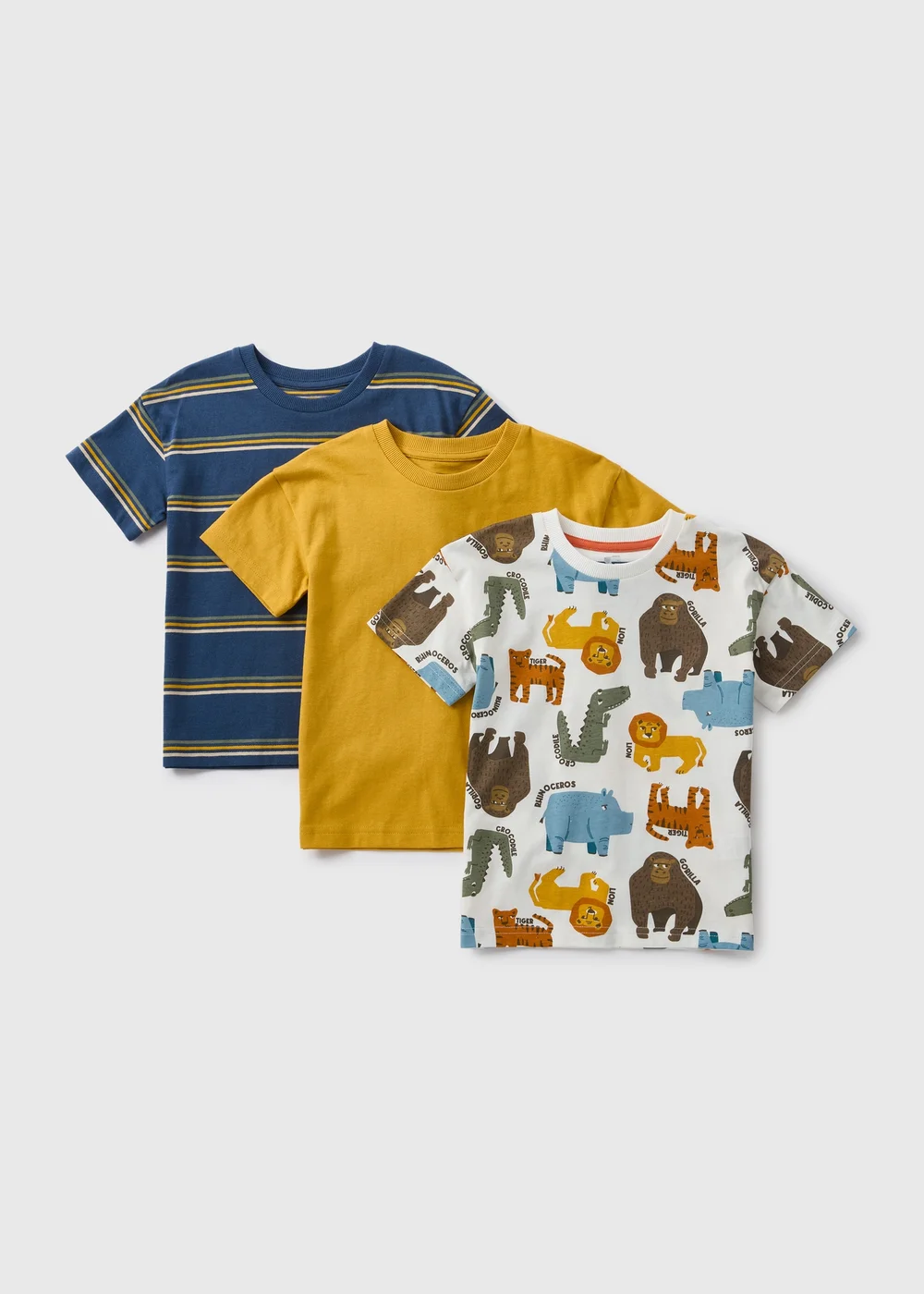 3 Pack Boys Multicolour Safari T-Shirts (1-7yrs) - 1-1.5 Yrs Image 1