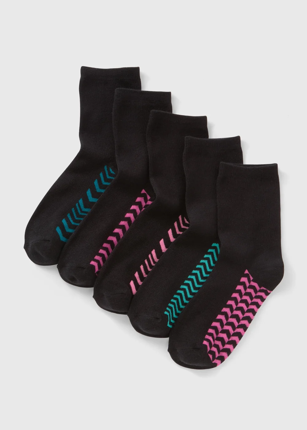 5 Pack Black Chevron Socks - One Size Image 1